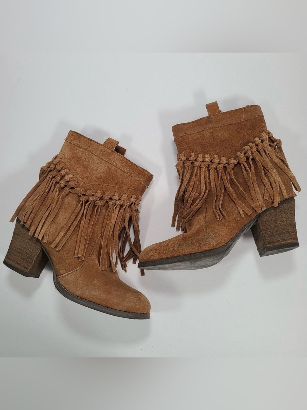 Sbicca Vintage Collection Kathrin Brown Suede Fringe Boots Women Size 6